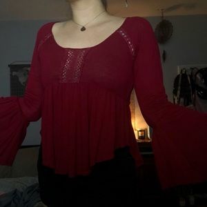 burgundy bell sleeve top